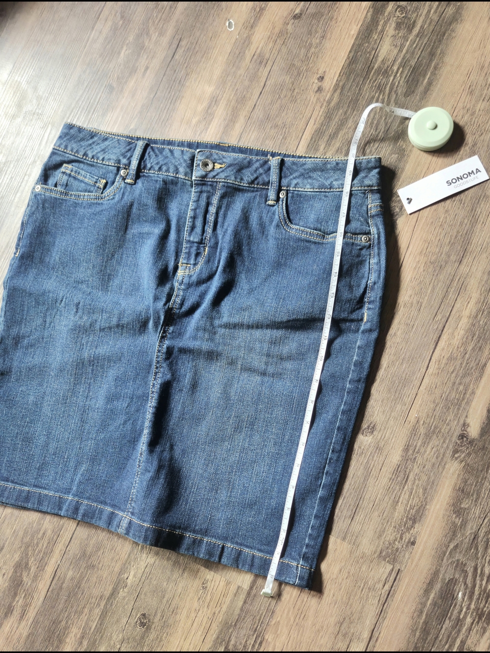 NWT SONOMA Denim Jean Skirt in Dark Wash Sz 12, Short Skirt - Picture 10 of 11